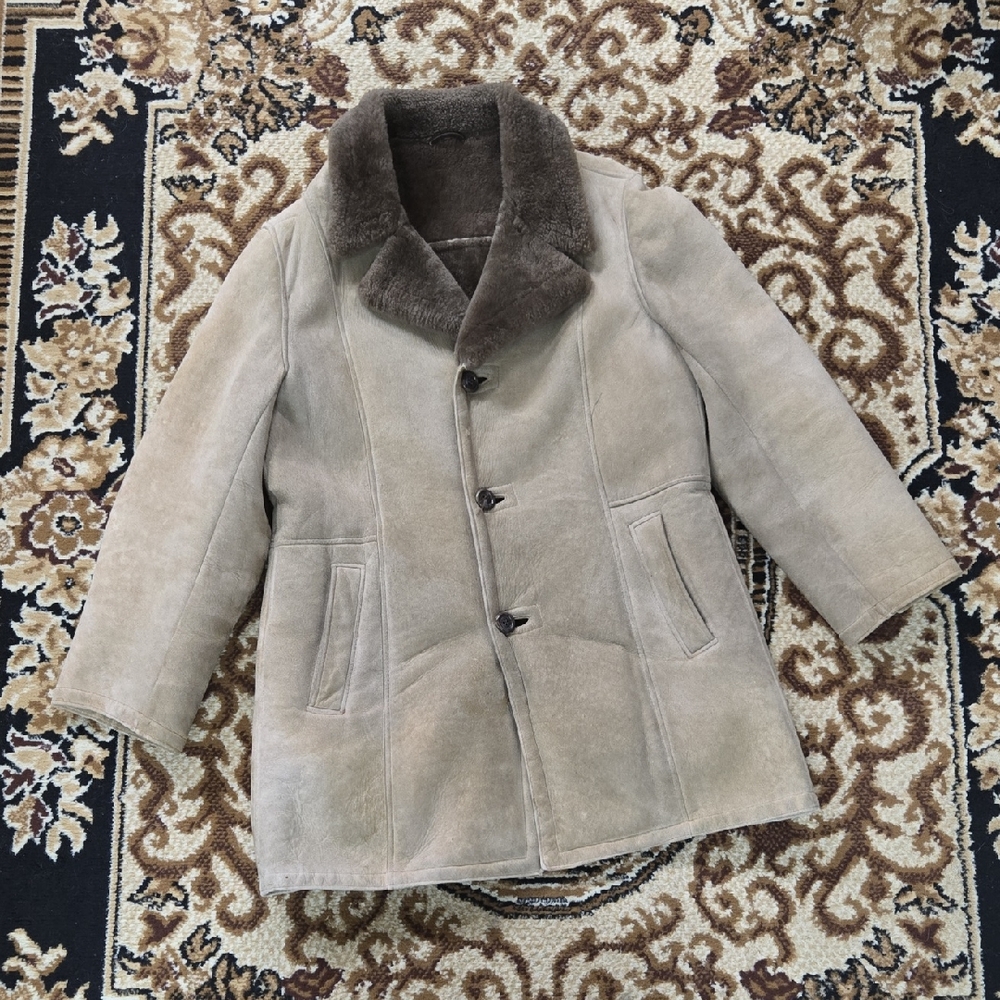 70s Suede Jacket Leather Coat Mouton Shearling Lining 1970 Retro Boho Hippie - Picture 7 of 17